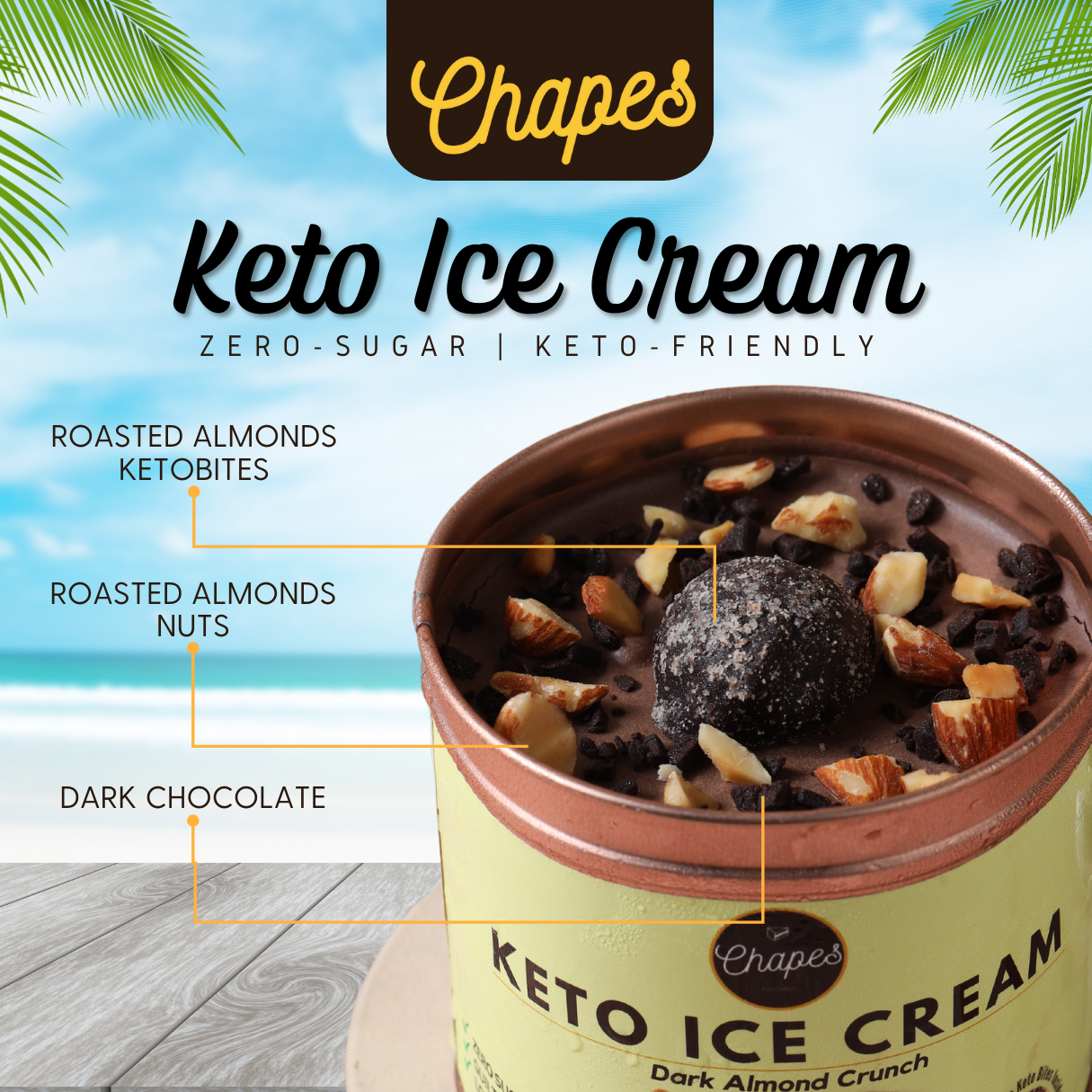 DARK ALMOND CRUNCH ICE CREAM - 470ML